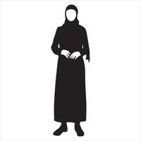 ein Hijab Stil Frau Stehen Pose Vektor Silhouette