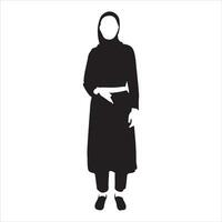 en hijab stil kvinna stående utgör vektor silhuett