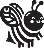 minimal Karton Honig Biene, Vektor Silhouette, schwarz Farbe Silhouette, Weiß Hintergrund