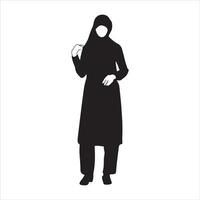 ein Hijab Stil Frau Stehen Pose Vektor Silhouette