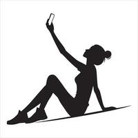 ein weiblich nehmen ein Selfie Vektor Silhouette