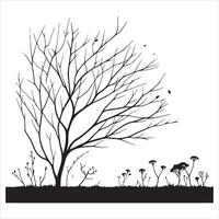 minimal Herbst nackt Baum Vektor Silhouette