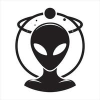minimal Außerirdischer Symbol Vektor Silhouette schwarz Farbe