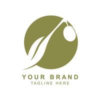 Olive Öl Logo mit ein Kombination von Blätter und Obst vektor