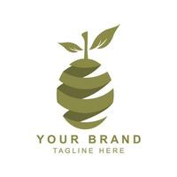 oliv olja logotyp med en kombination av löv och frukt vektor