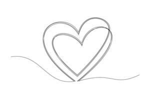 kontinuerlig ett linje teckning av två hjärtan. hand teckning av två hjärtan symbol. vektor
