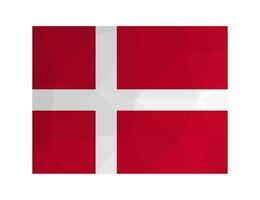 Vektor isoliert Illustration. National dänisch Flagge mit rot Hintergrund und Weiß skandinavisch Kreuz. offiziell Symbol von Dänemark. kreativ Design im niedrig poly Stil