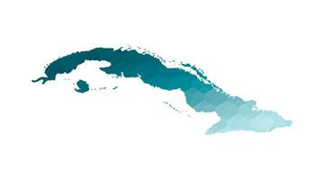 Vektor isoliert Illustration Symbol mit vereinfacht Blau Silhouette von Kuba Karte. polygonal geometrisch Stil. Weiß Hintergrund.