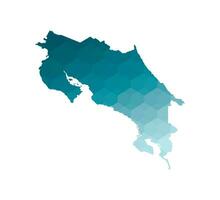 Vektor isoliert Illustration Symbol mit vereinfacht Blau Silhouette von Costa Rica Karte. polygonal geometrisch Stil. Weiß Hintergrund.