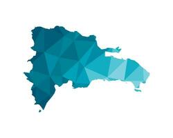 Vektor isoliert Illustration Symbol mit vereinfacht Blau Silhouette von dominikanisch Republik Karte. polygonal geometrisch Stil, dreieckig Formen. Weiß Hintergrund.
