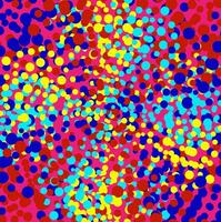 Original abstrakt Vektor Muster im das bilden von bunt Polka Punkte auf ein Rosa Hintergrund