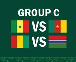guinea gambia senegal och cameroon afrikansk flaggor nationer 2023 grupp c lag länder afrikansk fotboll symbol logotyp design vektor illustration