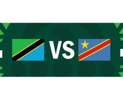 tanzania och dr kongo afrikansk flaggor nationer 2023 grupp f lag länder afrikansk fotboll symbol logotyp design vektor illustration