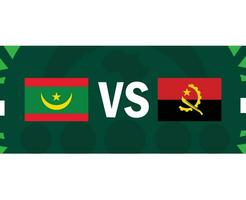 mauretanien och angola afrikansk flaggor nationer 2023 grupp d lag länder afrikansk fotboll symbol logotyp design vektor illustration