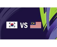 Korea Republik und Malaysia asiatisch Flaggen Nationen 2023 Gruppe e Teams Länder asiatisch Fußball Symbol Logo Design Vektor Illustration