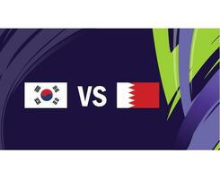 korea republik och bahrain asiatisk flaggor nationer 2023 grupp e lag länder asiatisk fotboll symbol logotyp design vektor illustration