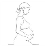 Single Linie kontinuierlich Zeichnung von schwanger Damen und Mutter Tag, Damen Tag Vektor Illustration