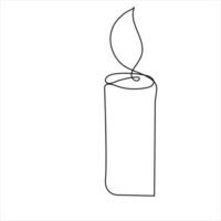 kontinuierlich Single Linie Kunst Zeichnung von Kerze und minimalistisch Gliederung Vektor Kunst Zeichnung