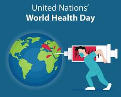 illustration vektor grafisk av patient injicerar blod in i planet jorden, perfekt för internationell dag, förenad nation, värld hälsa dag, fira, hälsning kort, etc.