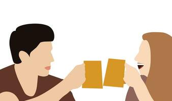 Männer und Frauen Toast Getränke glücklich vektor