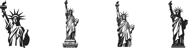 USA oder das vereinigt Zustände von Amerika Unabhängigkeit Tag Logo zum das 4 .. von Juli mit Statue von Freiheit, Vektor Illustration.