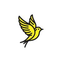 majestätisk gul fågel i flyg symboliserar frihet och nåd mot en ren vit bakgrund vektor