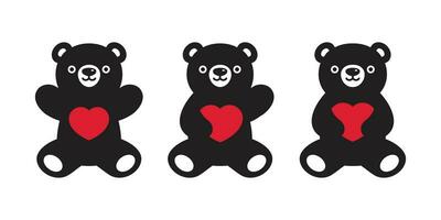 Björn vektor hjärta valentine ikon polär Björn teddy logotyp symbol tecknad serie karaktär klotter illustration design