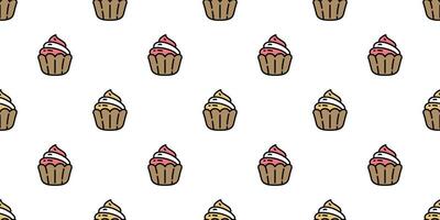 Kuchen nahtlos Muster Cupcake Vektor Plätzchen Brezel Snack Brot Schal isoliert wiederholen Hintergrund Fliese Hintergrund Karikatur Gekritzel Illustration Design