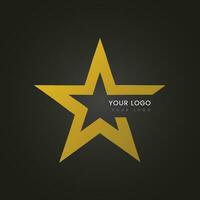 goldener Luxus Sterne Logo auf dunkel Hintergrund, Luxus Design vergeben Zeremonie Konzept, Logo, Banner, Prämie Stern. Vektor Illustration
