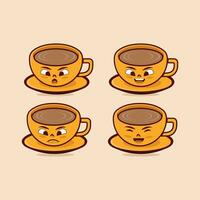 Vektor Kaffee Tasse süß und komisch Symbol Illustration Charakter