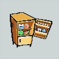 pixel konst illustration kylskåp. pixelated kylskåp. kylskåp kylskåp pixelated för de pixel konst spel och ikon för hemsida och video spel. gammal skola retro. vektor
