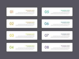 modern infographic affärsdesign med 8 alternativ koncept, delar, steg eller processer kan användas för arbetsflöde layout, diagram, antal alternativ, webbdesign. infografiskt element. vektor