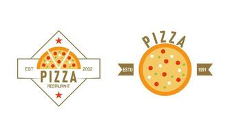 pizza logotyp, ikoner och design element för pizzeria vektor