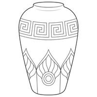 Gliederung Vase, Vektor linear. Vase Keramik, uralt Topf griechisch. Färbung Seite