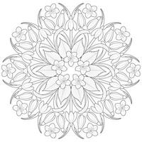 Frühling Blume Mandala im schwarz und Weiß. runden Muster zum Färbung vektor