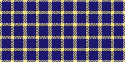 individualitet mönster tyg tartan, indisk textur kolla upp bakgrund. matta pläd vektor sömlös textil- i gul och indigo färger.