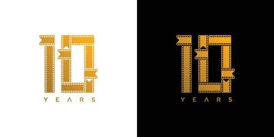 unik och modern logotyp design för de 10:e årsdag av bio vektor