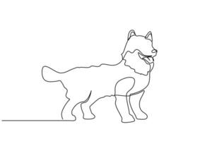 sibirisch heiser Hund Spaß glücklich voll Körper Länge Linie Kunst Design vektor