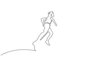 gesund glücklich jung Mädchen Laufen Aktivität draußen Linie Kunst Design vektor