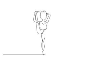 jung schön gesund passen Frau Pilates Yoga Fitness Pose Linie Kunst Design vektor