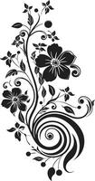 hantverkare kronblad frodas vektor logotyp bläckig blomma skiss hand dragen svart ikon
