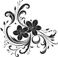 blommig intrikat svart vektor ikonografi bläckig botanisk etsning ikoniska logotyp detalj