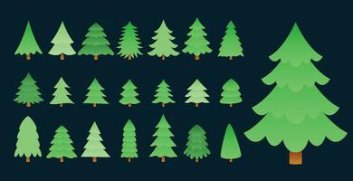 stor uppsättning av jul träd design i annorlunda layout vektor
