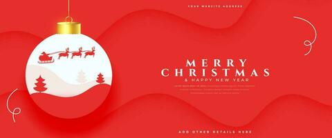 fröhlich Weihnachten festlich Flitter Hintergrund mit Santa Schlitten Design vektor