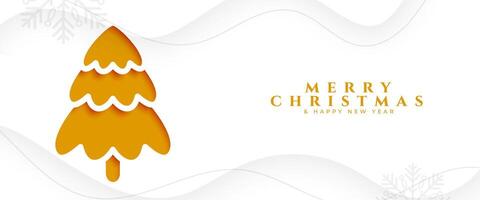 Papier Stil fröhlich Weihnachten Party Einladung Banner mit Weihnachten Baum vektor