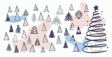 Sammlung von Weihnachten Baum Symbole Design im Hand gezeichnet Stil vektor