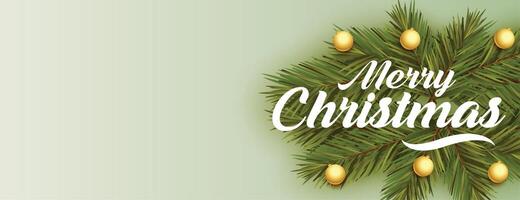 fröhlich Weihnachten realistisch Baum Blätter Banner Design vektor