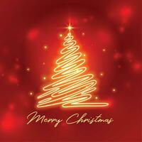 glad jul röd bakgrund med gnistrande xmas träd design vektor