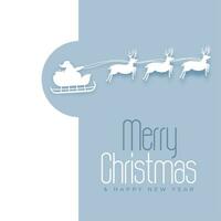 elegant fröhlich Weihnachten Einladung Hintergrund mit Papierschnitt Santa Schlitten vektor