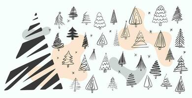 Sammlung von Weihnachten Baum Elemente Design im Hand gezeichnet Stil vektor
